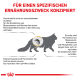 Infografik über Haustiernahrung, die Harnkristalle und Steine bei Katzen detailliert beschreibt, mit Text auf Deutsch, der die Bildung von Struvit und Calciumoxalat erklärt.