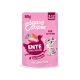 Rosa Edgard Cooper 85 g Kittenfutter-Beutel 'Ente und Huhn in Sauce' (2–12 Monate) mit Katzenillustration.