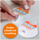 Eine Person mit manikürten Nägeln hält einen weißen 'ARAPDA' Haustierproduktbehälter mit einem orangefarbenen Deckel und dem Text 'Sauber, schnell und zuverlässig.'