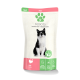Verpackung für Katzenfutter mit einer schwarz-weißen Katze, beschriftet mit "Fellicita," auf Truthahn basierend, für Erwachsene geeignet und fördert hochwertige Ernährung.