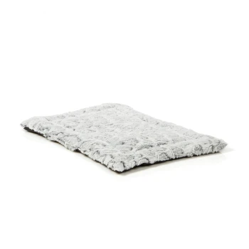 Weiches graues Hundebett mit einer plüschigen, strukturierten Oberfläche, entworfen für Komfort und Entspannung.