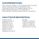 Lista składników karmy dla zwierząt i analiza odżywcza w języku niemieckim, szczegółowo opisująca skład, białko, tłuszcz, witaminy i minerały.