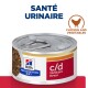 Nourriture en conserve pour chats Hill's Prescription Diet c/d Multicare Stress, avec du poulet et des légumes, étiquetée "Santé Urinaire."