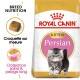 Sac de nourriture pour chatons persans Royal Canin avec un chaton duveteux, soulignant la nutrition pour une croissance saine et un pelage long.