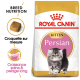 Sac de nourriture pour chatons persans Royal Canin avec un chaton duveteux, soulignant la nutrition pour une croissance saine et un pelage long.