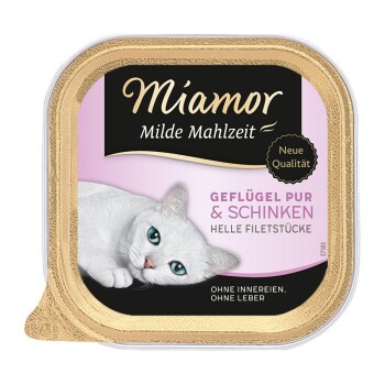 Miamor Milde Mahlzeit Geflügel pur & Schinken 32×100 g