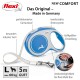 Blau und grau "NEW COMFORT" flexi Hundeleine mit verstellbarem Griff und robustem Riemen, für Hunde bis 60 kg.