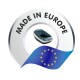 Logo mit einer Katzenstreu-Box und dem Text "MADE IN EUROPE" sowie einer blauen Flagge der Europäischen Union.