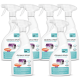 OptiPet Reinigungs-Sprühflasche für Katzenstreu und Käfige, mit einem weißen Design, lila Kappe und orangefarbener Schale.