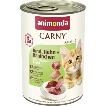 Meilleurs prix pour animonda Carny nourriture humide chaton Bœuf, poulet et lapin 24x400 g
