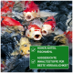 Bunte Koi-Fische, die im Wasser schwimmen, mit Text, der "Hoher Anteil Fischmehl" und "Ausgesuchte Inhaltsstoffe für beste Verdaulichkeit" hervorhebt.