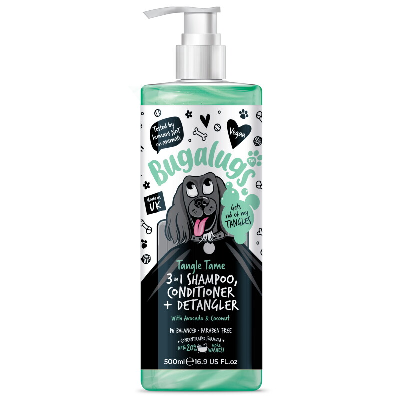 Bugalugs Tangle Tame 3-in-1 – Shampoo, Conditioner & Entfilzer mit Avocado & Kokosnuss