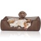 Orthopädisches Hundebett Outlander aus laser-gestepptem Kunstleder braun/ grau XXL