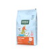 Tüte Green Petfood Insect Dog Line proteinreiches Hundefutter mit Insekten und Lachs, mit einer Frau, die mit einem Dalmatiner spielt.