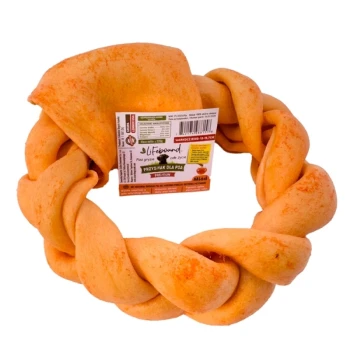 Kauknochen 6 Stk aus Kalbsleder, geflochten, 15 cm