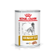 Royal Canin Veterinary Urinary S/O Dosen-Hundefutter, beschriftet als "Laib", featuring einer Silhouette eines Hundes und einem roten Kronenlogo.