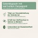 Infografik: Gelenkkapseln mit wertvollem Harpagosid — Vorteile (deutsch/englisch): Gelenke, Sehnen, Muskelsteifigkeit.
