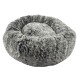 Gemütliche graue Haustierliege mit rundem, flauschigem Design, perfekt für kleine Hunde oder Katzen zum Einkuscheln.
