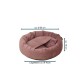 Rundes Haustierbett aus weichem rosa Stoff, mit einem Durchmesser von etwa 50 cm und einer Höhe von 15 cm, mit einer Schlaffläche von 40 cm.