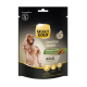 Select Gold Sensitive Snacks dla psów, z złotym retrieverem na froncie, z tekstem podkreślającym "Kaczka z Ziemniakiem" oraz "Dorosły."