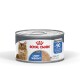 Silver can of Royal Canin Light Weight cat food with brown cat photo, label reads "ROYAL CANIN", "LIGHT WEIGHT", "Airlift Mousse"