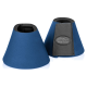 Paar blaue Neopren-Hufglocken für Pferde mit schwarzem Innenfutter und Klettverschluss, mit 'EQUINATE'-Logo