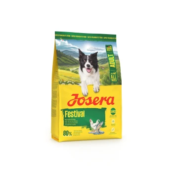 Josera Festival Hundefutterbeutel für erwachsene Hunde mit Lachs und Huhn, 80 % tierisches Protein, deutsche Qualität, für alle Größen.