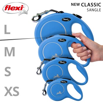Laisse enrouleur sangle chien New Classic Flexi XS bleu 3m