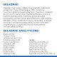 Lista składników karmy dla zwierząt domowych w języku polskim, zawierająca kurczaka, mączkę z indyka, gluten kukurydziany, składniki odżywcze i witaminy.