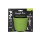 Verpackung von Green LickiMat Yoggie Pot mit einem Bild eines schwarz-weißen Hundes, gekennzeichnet für die Verwendung mit Joghurt, rohem Futter und mehr.