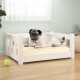 Hundebett Massivholz Kiefer weiß/ beige 50,5 cm, 28 cm, 65,5 cm