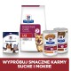 Dieta weterynaryjna Hill's Prescription Diet dla psów: sucha karma do pielęgnacji układu pokarmowego, puszki z mokrą karmą, hipoalergiczne przysmaki i pies na opakowaniu.