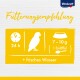 Recommandation d'alimentation pour les oiseaux : 7-10g de nourriture (1 cuillère à soupe) par jour, avec de l'eau fraîche, affichée sur un fond jaune.