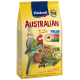 Torba z jedzeniem dla ptaków Vitakraft Australian z dwoma nimfami, nasionami, zielenią i tekstem o odżywianiu i pochodzeniu.