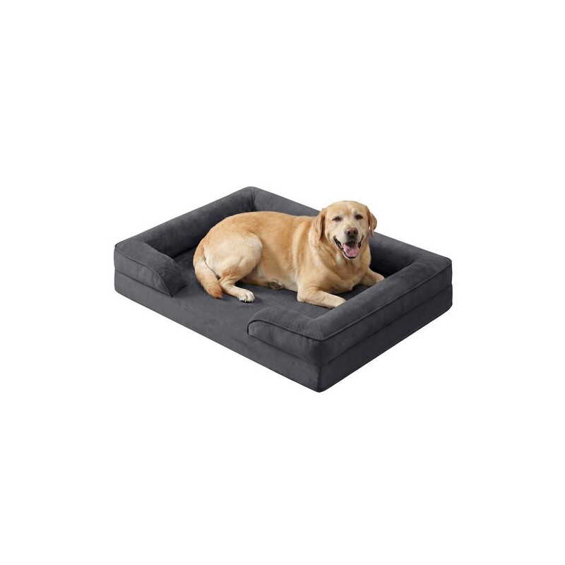 FEANDREA Orthopädisches Hundebett M-XXXL, abnehmbarer Bezug, erhöhte Ränder, rutschfest