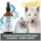 Flasche "noms+ SILBERSPRAY" mit der Aufschrift "50 ppm" mit einer Katze und einem Hund. Text: "VIELSEITIG, SANFT & BEWÄHRT" und "NATÜRLICHE PFLEGE."