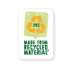 Etikett mit der Aufschrift "34 % AUS RECYCLTEM MATERIAL*" mit einem grünen Recycling-Symbol auf weißem Hintergrund.