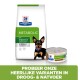 Verpackung von Hill's Prescription Diet Metabolic Hundefutter mit einem kleinen Hund, mit Text, der Gewichtsverlust und Erhaltungsoptionen bewirbt.