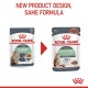 Two pouches of Royal Canin cat food labeled "DIGEST SENSITIVE" and "DIGESTIVE," with "NEW PRODUCT DESIGN, SAME FORMULA."