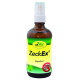 Braune Sprühflasche mit der Aufschrift "ZeckEx® Repellent" von cdVet, mit einem grünen und gelben Design und einem Symbol gegen Zecken.