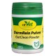 Behälter von cdVet DarmRein Pulver (GutClean Powder) mit einem grünen Deckel, mit einem gelben Etikett mit Text und einem Logo, das natürliche Tiergesundheit anzeigt.
