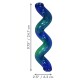 Jouet spirale en plastique bleu-vert pour animal avec dimensions imprimées 9,75" / 24,7 cm de haut et 2,5" / 6,3 cm de large.