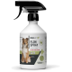Flasche REAVET Flohspray (500ml) mit einem Hundebild, beschriftet mit "Sofort Effekt" und "Aktiver Schutz", hergestellt in Deutschland.