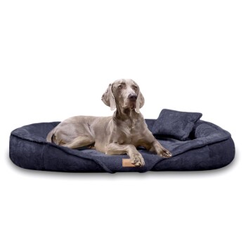 Tierlando ® XENIA – Orthopädisches Hundebett / Hundesofa anthrazit 1,45 m, 20 cm, 1,05 m