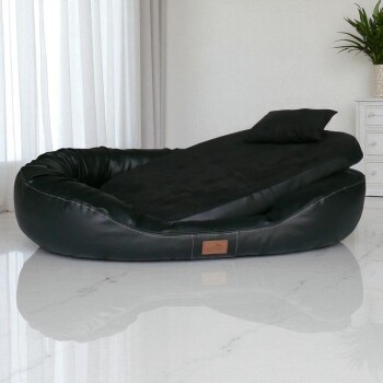 tierlando® Premium Visco-Memory-Schaum Haustierbett-Schichten, die Dicke und Materialien zeigen: L-XL (8 cm), XXL-XXXL (10 cm), XXXX-XXXL (12 cm).