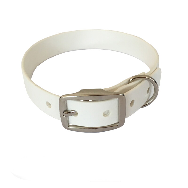 bio-leine 21-30cm HU Biothane Halsband weiß 24 cm, 33 cm