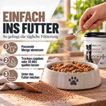 Collage von Haustierinteraktionen: eine Person mit einer Katze, eine Person, die einen Hund streichelt, und eine Frau mit einem Pferd. Text: "NATURPRODUKTE" und Slogan.
