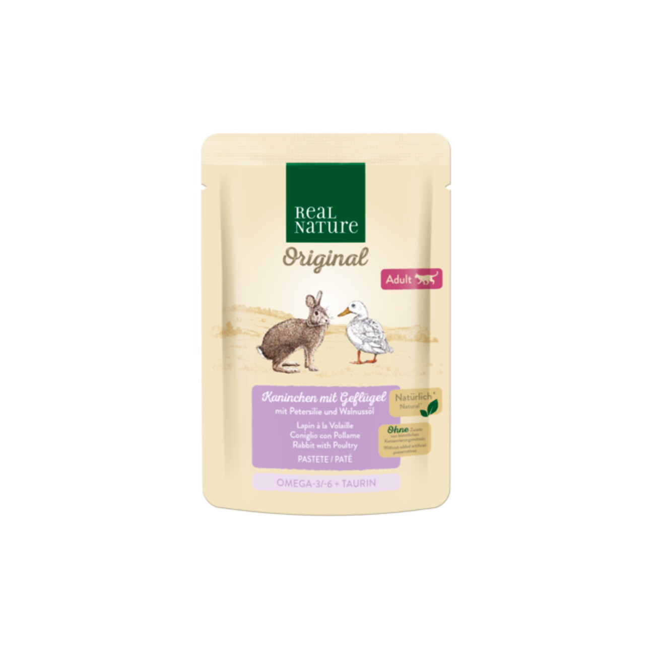 REAL NATURE Original Nassfutter Katze, Adult, Kaninchen mit Geflügel 12x85 g