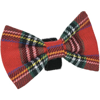 Rote Tartan-Karo-Fliege für Haustiere mit schwarzer elastischer Halsbandschlaufe