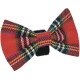 Rote Tartan-Karo-Fliege für Haustiere mit schwarzer elastischer Halsbandschlaufe